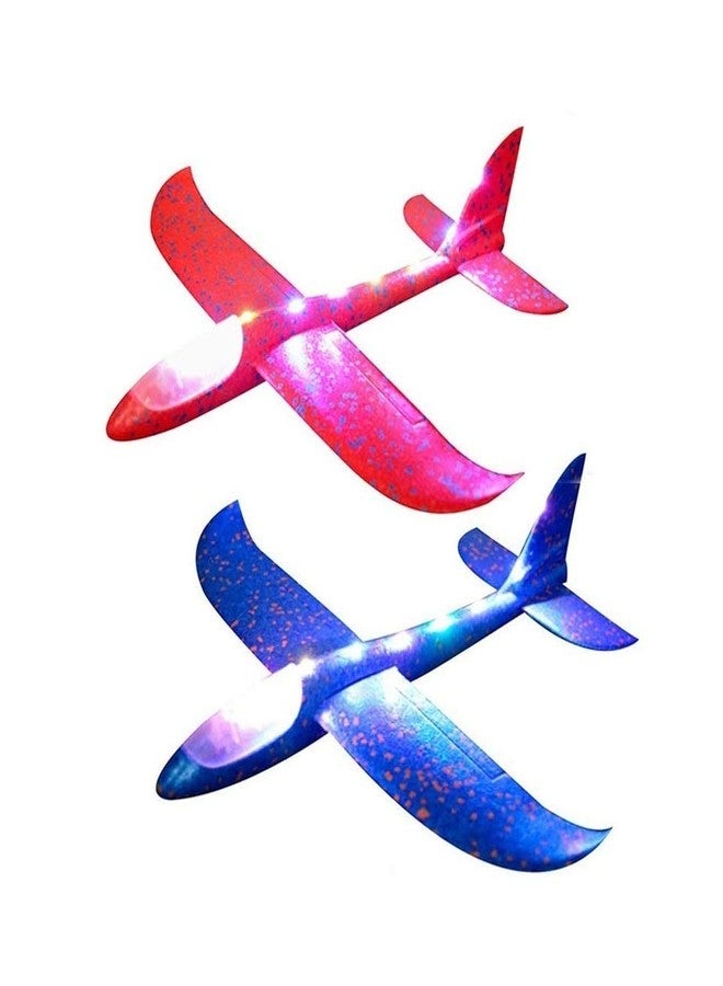 iChoice™ LED Light Airplane Toy Pack of 2-17.5" Large Throwing Foam Plane, Dual Flight Mode, Lighting Aeroplane Gliders Gifts for Kids for 3 to 8 Year Children's (Random Color Dispatched) - Image 1